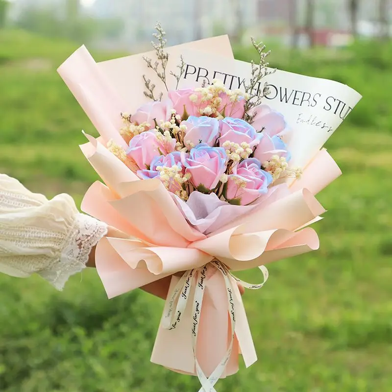 Handmade Immortal Flowers Simulation Soap Rose Bouquet Finished Item Home Decoration Birthday Wedding Valentine's Day Gift