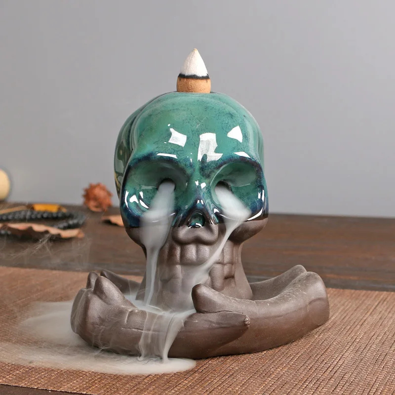 ゴシック-スカル-リードディフューザーホルダー--樹脂製の骸骨アロマセラピーデコレーション-ホーム-バスルーム用--ハロウィンホラースタイルの香り付きオイル花瓶