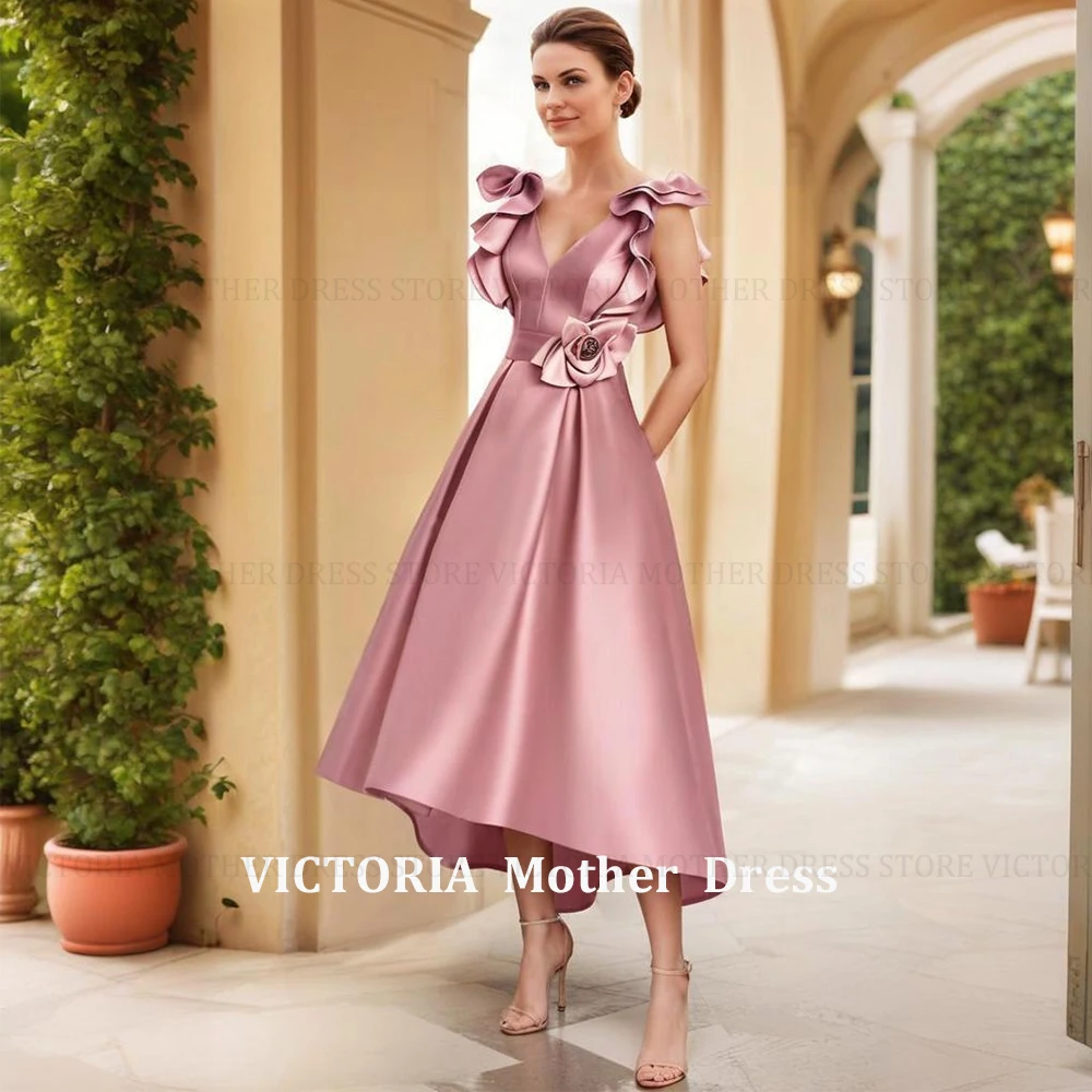 

VICTORIA Customized Modern Mother of the Bride Dresses 2025 A-Line 3D Flower Satin Wedding Guest Party Dress Long Evening Gown