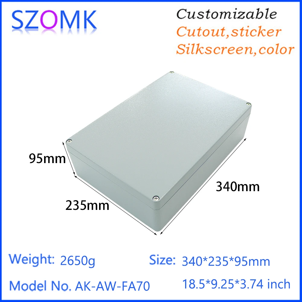 

340x235x95mm Customized Die Casting Adc12 Aluminum Alloy Junction Box Outdoor Die Cast Aluminum Light Box