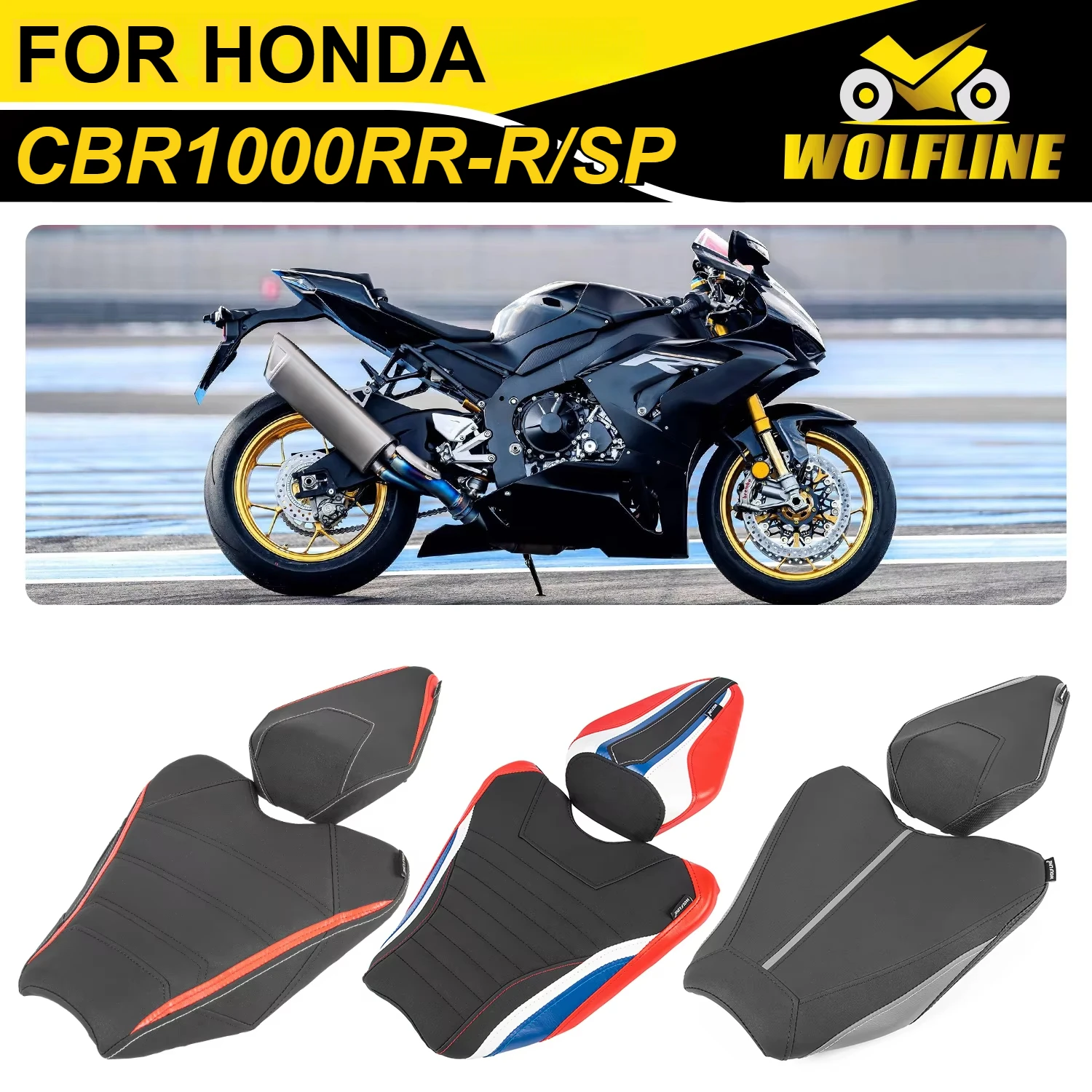 

Wolf Line Motorcycle Solo Seat Passenger Pillion Pad for Honda CBR1000RR-R Fireblade / SP 2020-2025 2021 2022 2023 2024