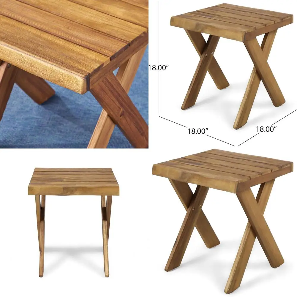 

Приставной столик из акации, отделка из пескоструйной обработки тика