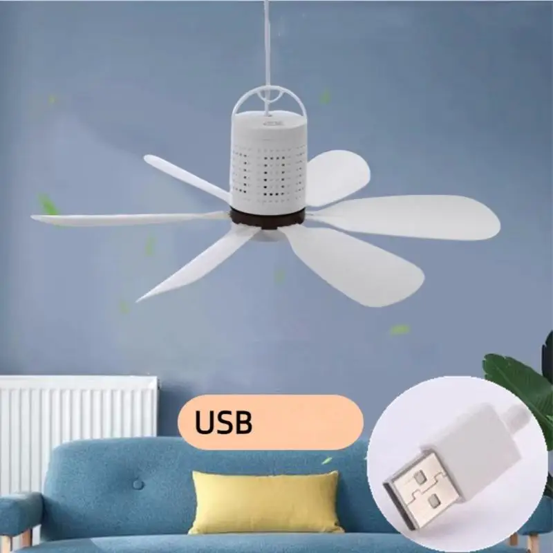 

6 Leaves Quiet USB Suspension Fan With 3.2M Power Cord Energy Efficient 5V 5W Enhances Airflows Tent Fan D2RC