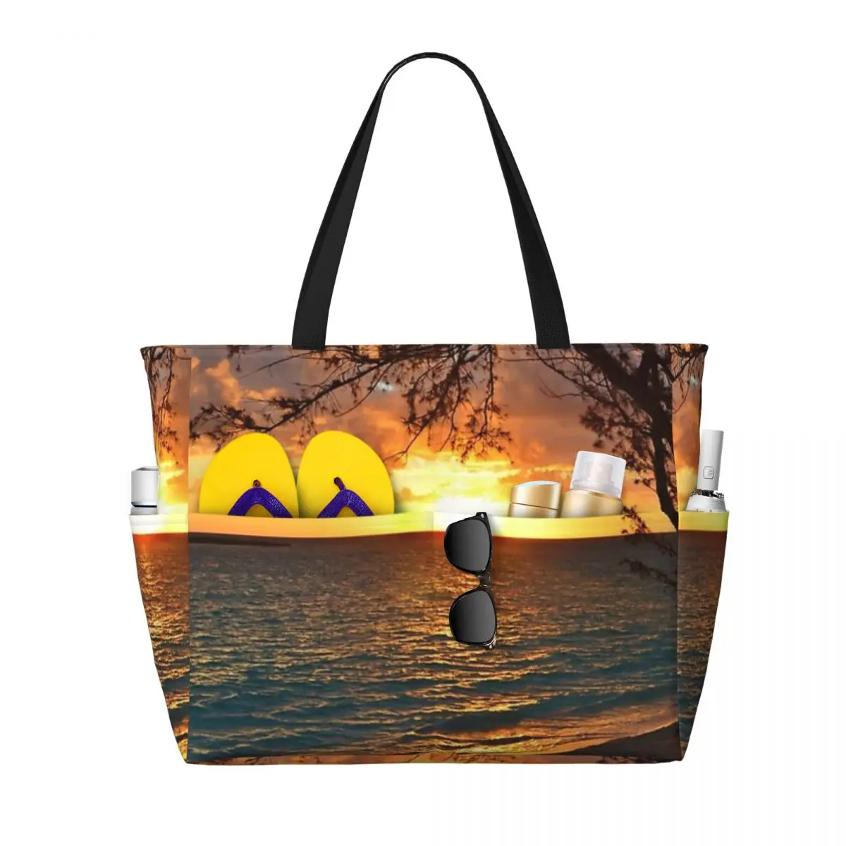 Sunrise At Kailua Beach Large travel bagWaterproof Tote Beach Bag Large Capacity Travel Shopping bags