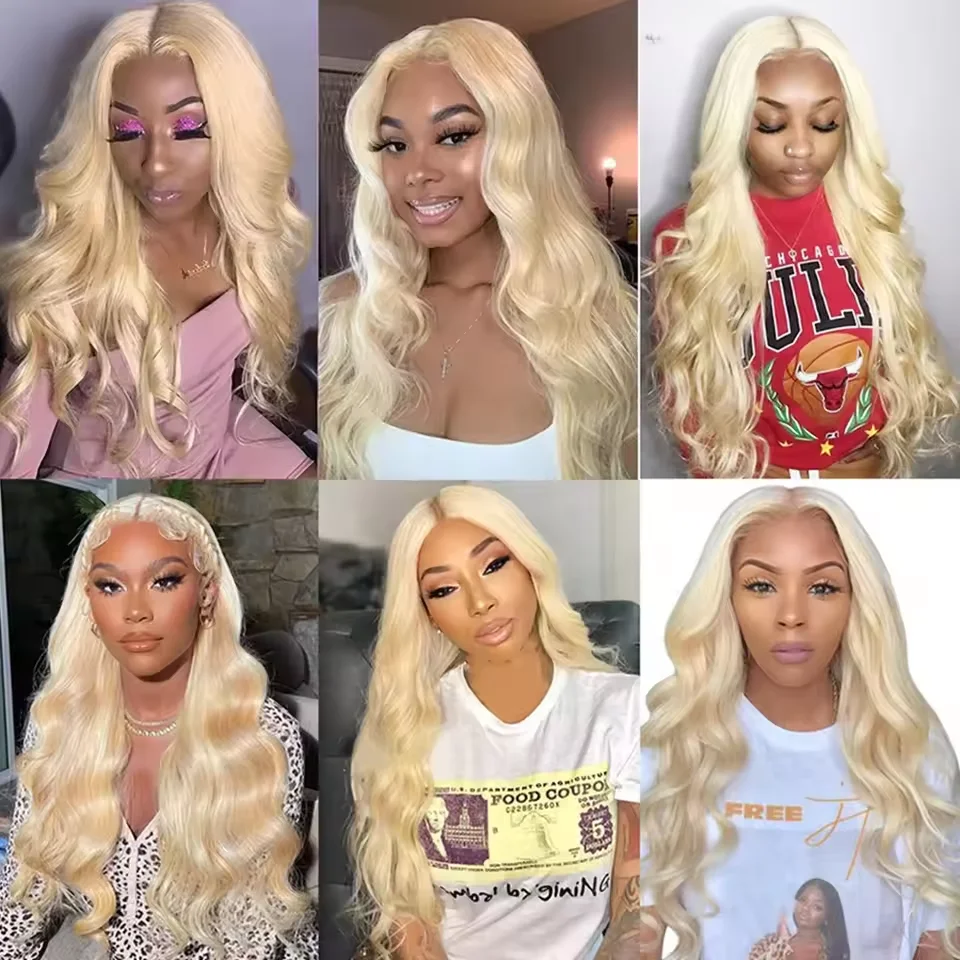 613 Blonde Body Wave Front Wig Human Hair 36 Inches 13x6 HD Transparent Lace Frontal Wig  For Women 200 Density