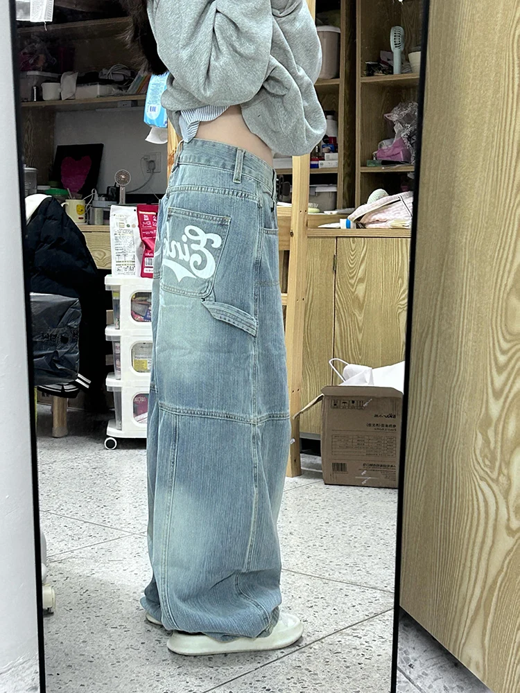 

High Waist Wide Leg Jeans Women's Autumn Winter Loose Lazy American Style Knife Denim Pants Casual Loose Fit Trousers