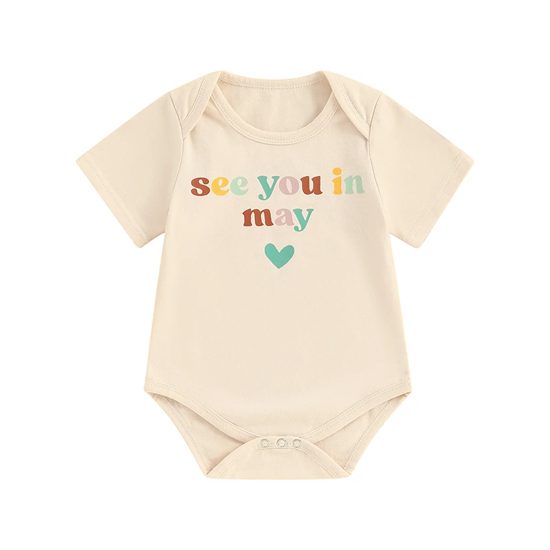 Surprise Pregnancy Announcement See You In Month Newborn Baby Girl Boy Romper Bodysuit Baby Coming Soon Shirt