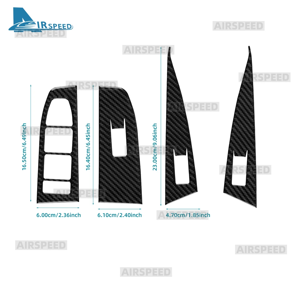 Car Window Switch Panel for BMW 5 Series i5 G60 G61 G68 2024 2025 Real Carbon Fiber Front Door Protector Sticker LHD RHD Trim