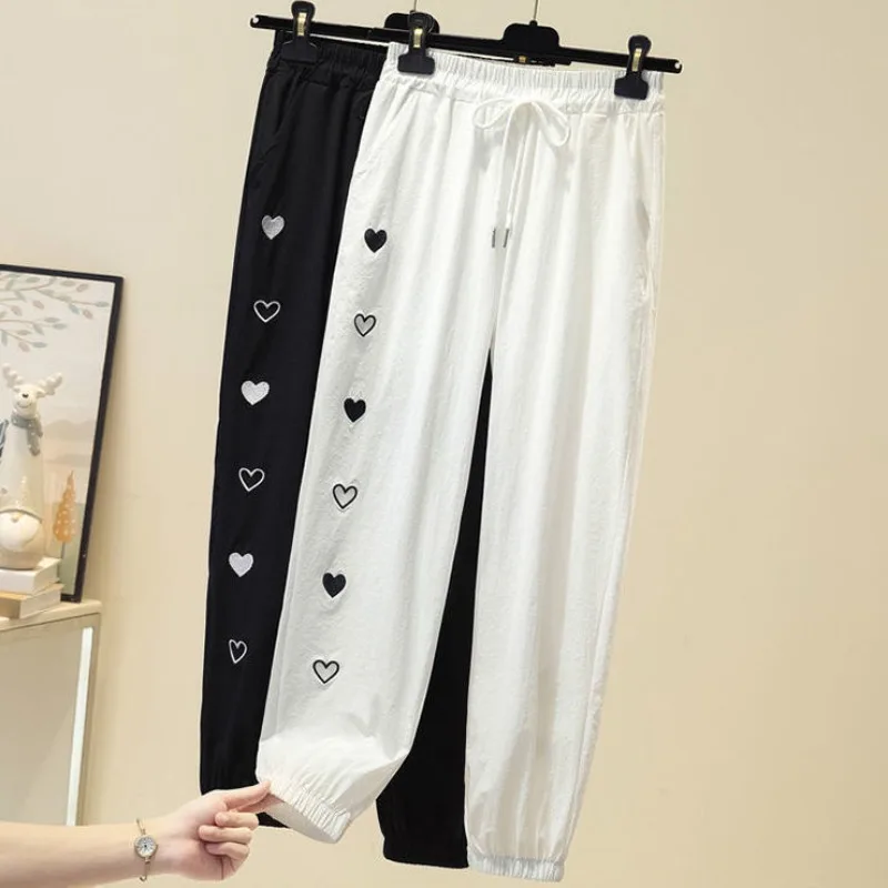 Large Size Ice Silk Sweatpants Women's Summer Clothing Thin Baggy Latest Casual Quick-drying Harlan Pantalones Comfy Trousers