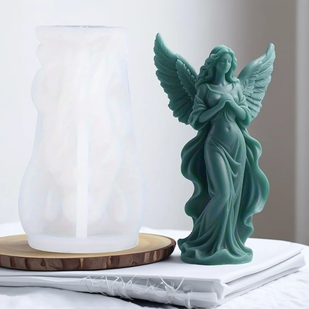 New Silicone Scented Candle Mold 3D Gothic Style Goddess Figure Plaster Mold Wing Angel Relief Clay Making Tool Home Decor - view 4