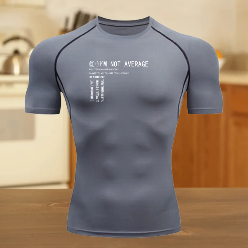 Graphic Compression Shirts for Men Gym Workout Running T-shirt Summer Athletic Quick Dry Fit Tees Tops Short Sleeve Rash Guard