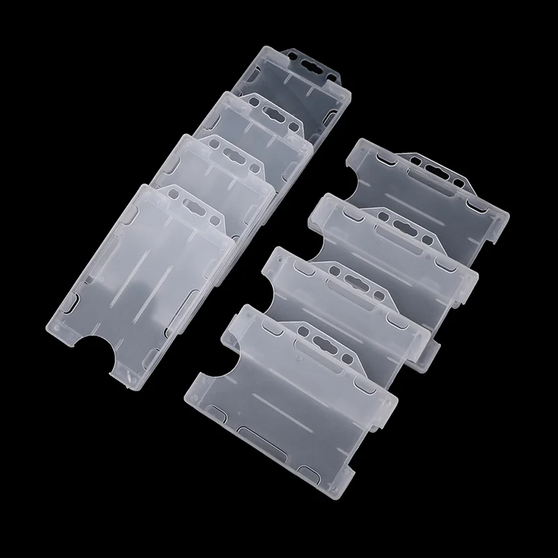4pcs Unisex Multi-use Hard Plastic Double Sided ID Card Badge Holder Cover Case Office Supplies[G32]