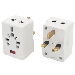 Universal 3 In 1 AU EU US to UK 13A Fused Plug India South Africa Industry Electrical Power Plug Converter Type G White