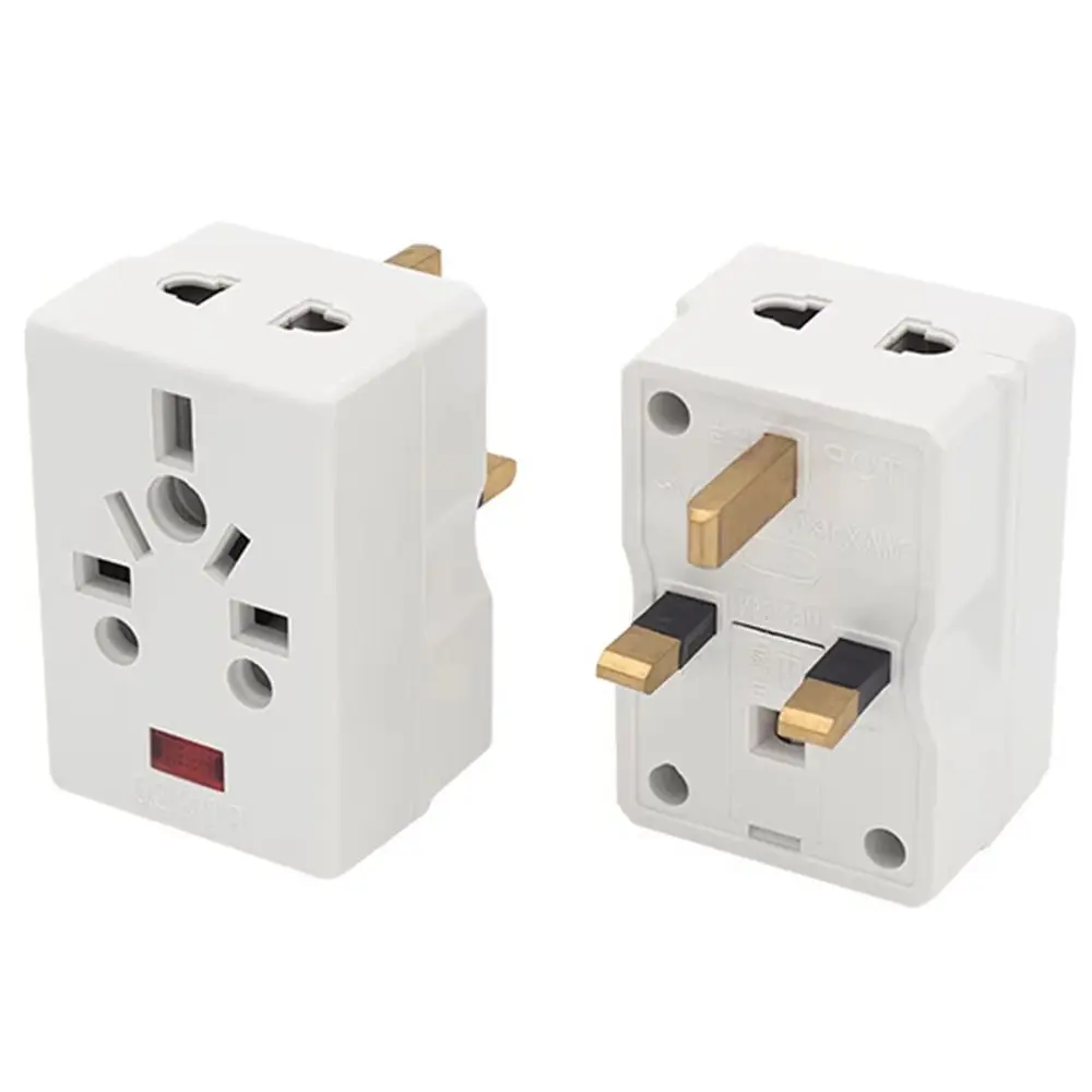 Universal 3 In 1 AU EU US to UK 13A Fused Plug India South Africa Industry Electrical Power Plug Converter Type G White