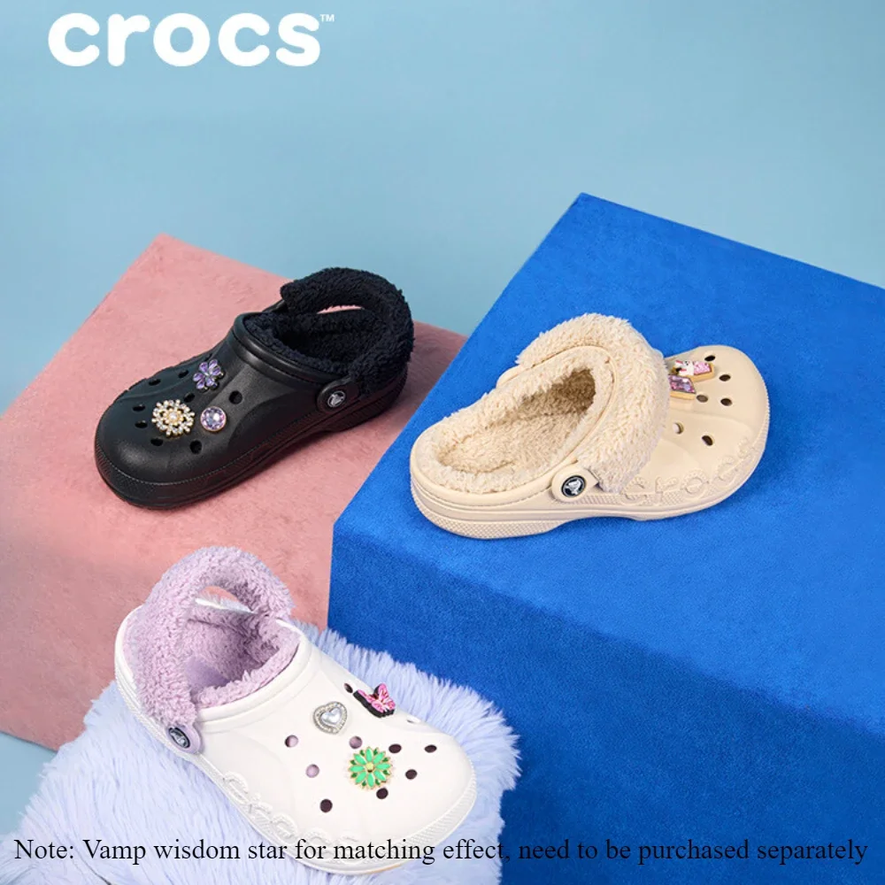 

Crocs Shoes Womens Lined Fuzz-strap Clog 206633 Men Women Classic Removable Fleece-Lined Warm Outdoor Breathable Beach Shoes