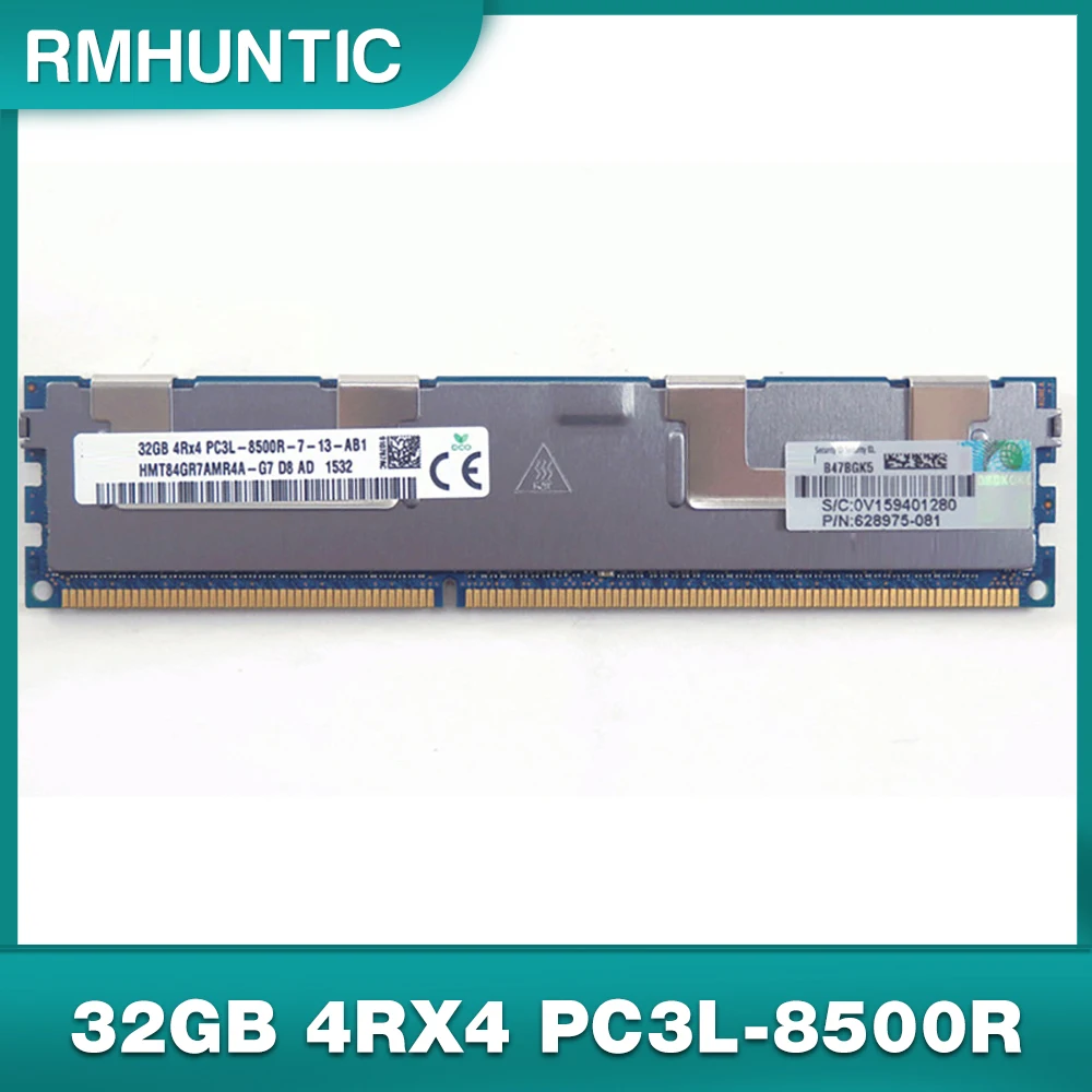 1PCS 32GB 4RX4 PC3L-8500R DDR3 1066 RAM For HP 627814-B21 628975-081 632205-001 Server Memory