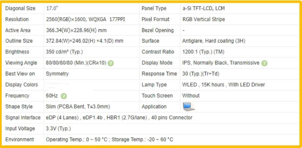 LP170WQ1-SPF2 LP170WQ1 SPF2 16 inch QHD 2560x1600 Laptop Display LCD Screen No-touch IPS Panel 40pins 60Hz