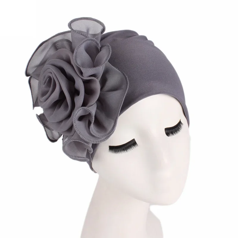 Newly Big Lace Flower African Bandana Head Wrap Women Elastic Hair Loss Cap Turban Wedding Party Headwear Hair Accessories - view 6