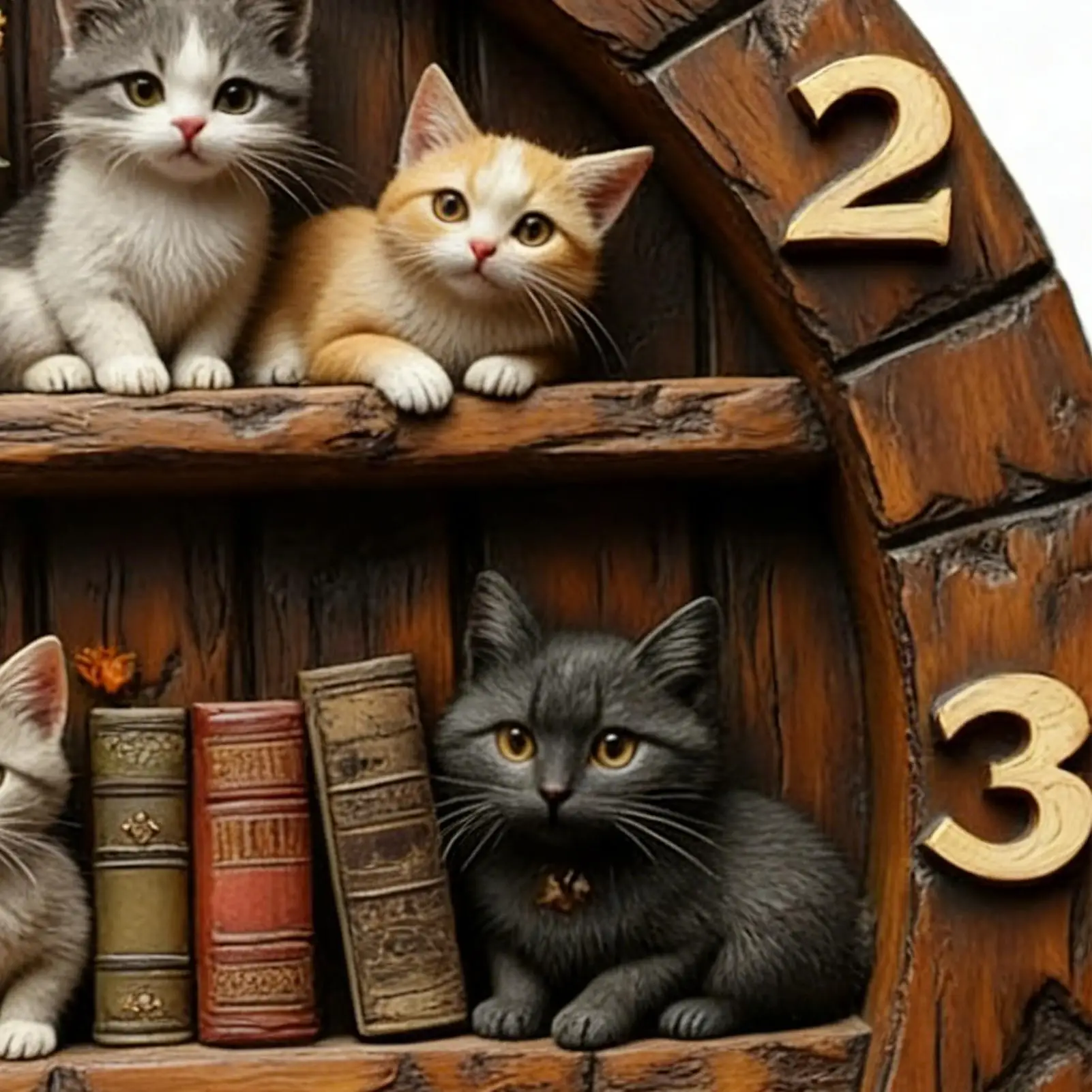Wall Clock Cat Theme Wooden 11.81 Inch Cute Animal Decoration For Living Room Bedroom Farmhouse Home Office Decor Silent Clock