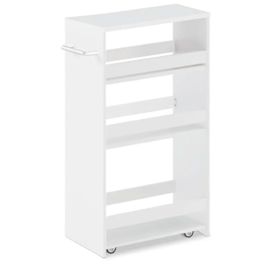 

Rolling Storage Cart 7.9" W 4-Tier Kitchen Cart with Wheels Handle Slim Storage Cart Mobile Shelving Utility Carts for Bathroom