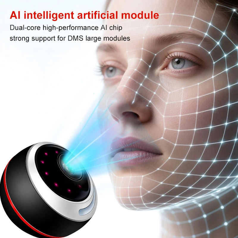 Smart AI DMS 1080P All-in-1 Camera System 24H Face Recognition Sleepy Fatigue Voice Warning for Truck Bus and Fleet Management