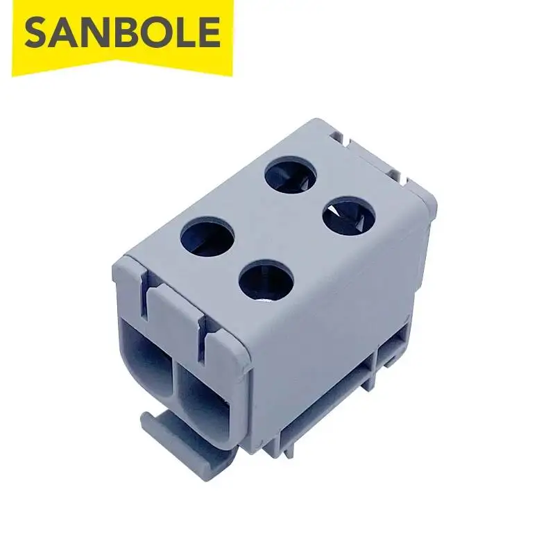 2pcs Terminal 50mm2 800V High Current JUT10-50/2 DIN Rail Mounted Aluminium Block Two Enter Two Come Electrical Connection Cable