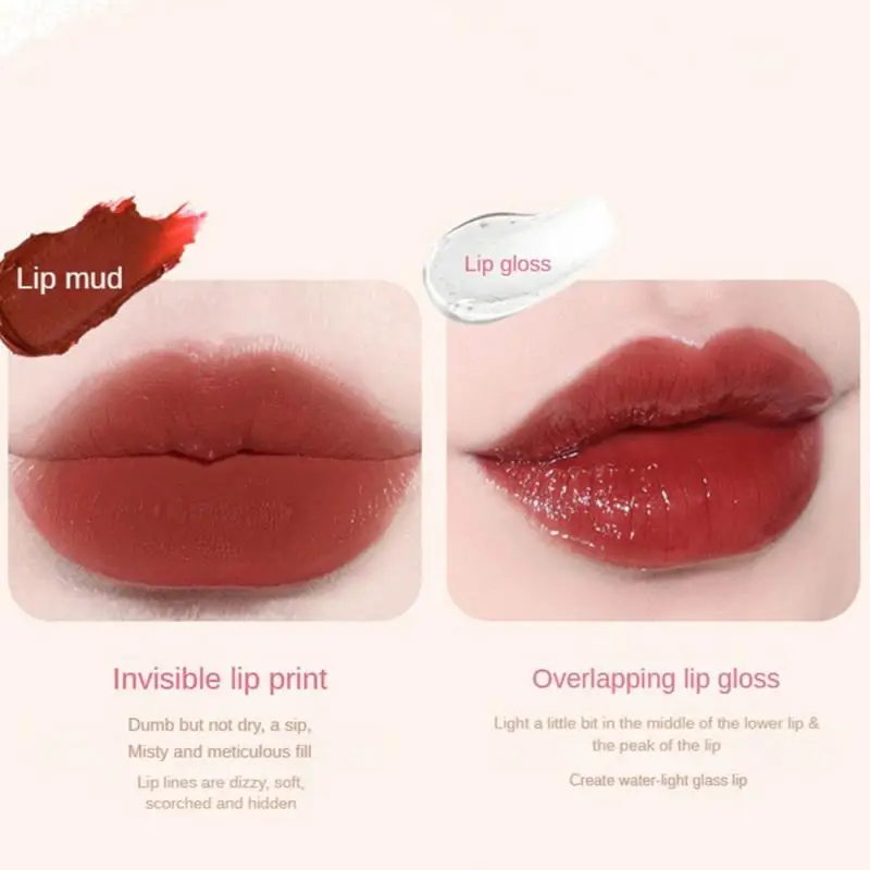 Double Ended Lip Glaze Lip Augmentation ปรับปรุงผิว ความอิ่มตัวต่ํา ธรรมชาติ Lip Makeup ลิปกลอส ให้การแต่งหน้าโปร่งแสง