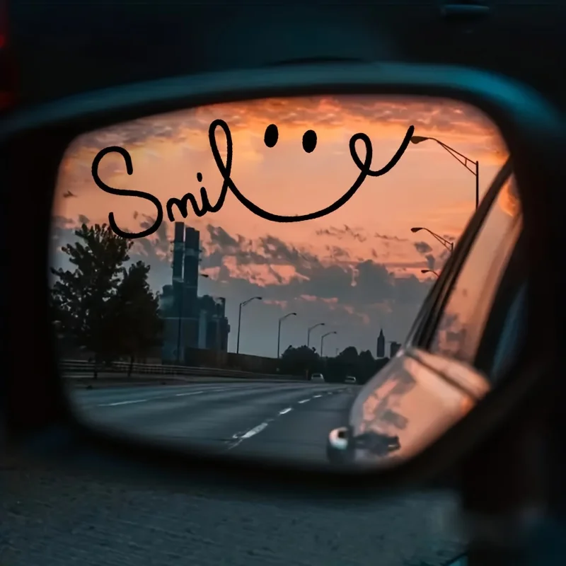 1PC Unique Smile Car Sticker, Cheerful Accessory for Car Side Mirror, Make Your Car Stand Out with This Positive Decal