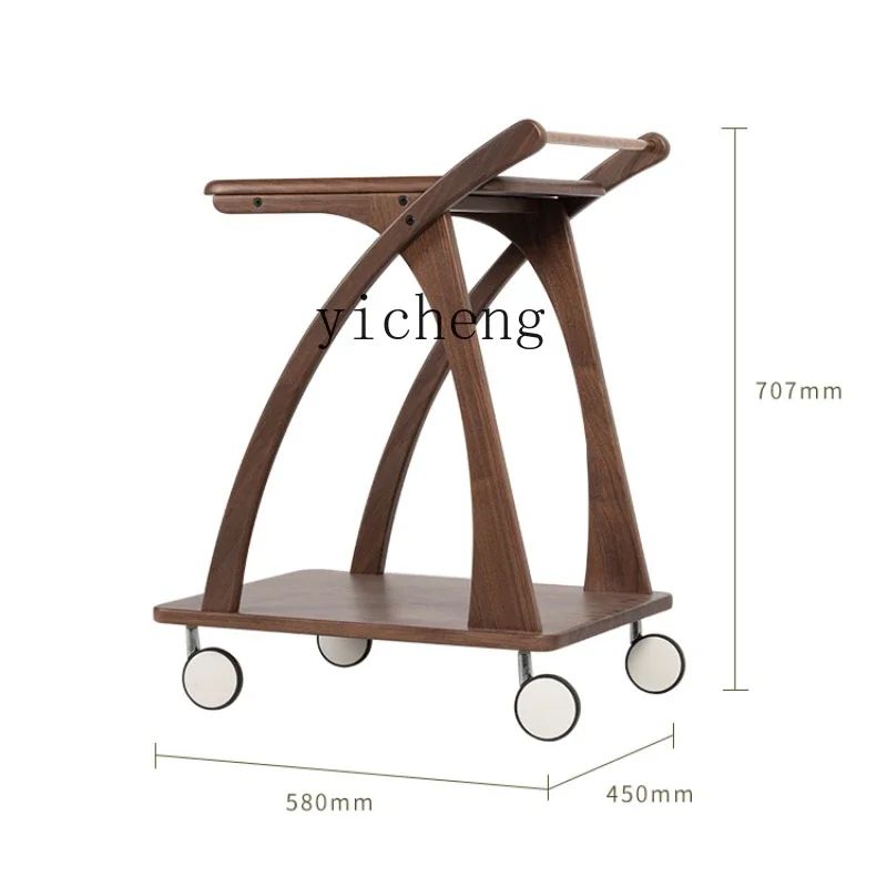 

ZK solid wood sofa edge table movable trolley living room coffee table light luxury high sense