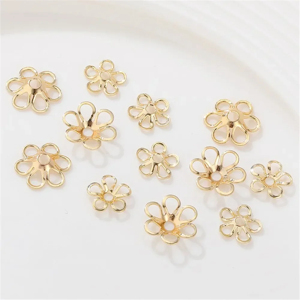 14K vergulde geometrische bloemmuts met bloembak Spacer handgemaakte diy armband ketting kralen sieraden materiaal accessoires
