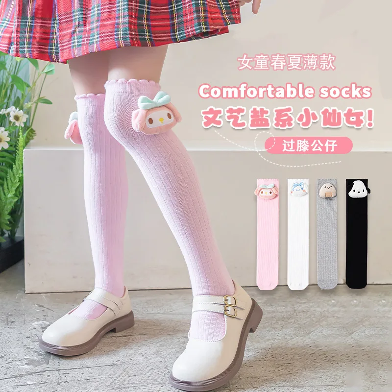 

Sanrio Children Socks Cinnamoroll Kawaii Anime My Melody Pochacco Cute Cotton Comfort Breathable Knee High Socks for Kids