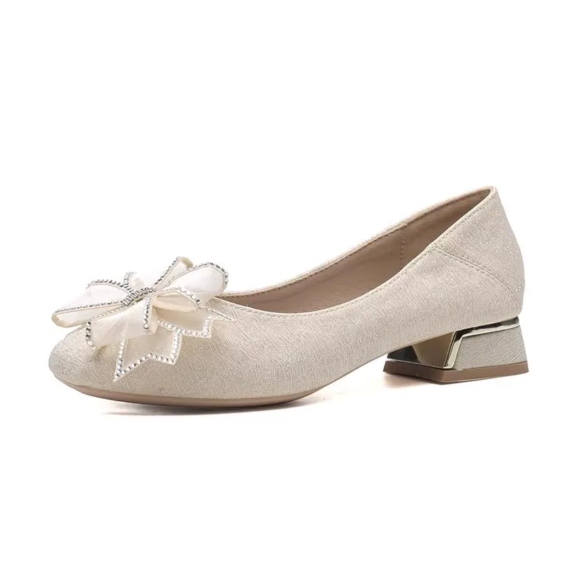 Women's 2025 New Style Fall Evening Soft Sole Low Top Wedding Shoes Daily Wearable Comfortable Polyurethane Sole Rubber Upper