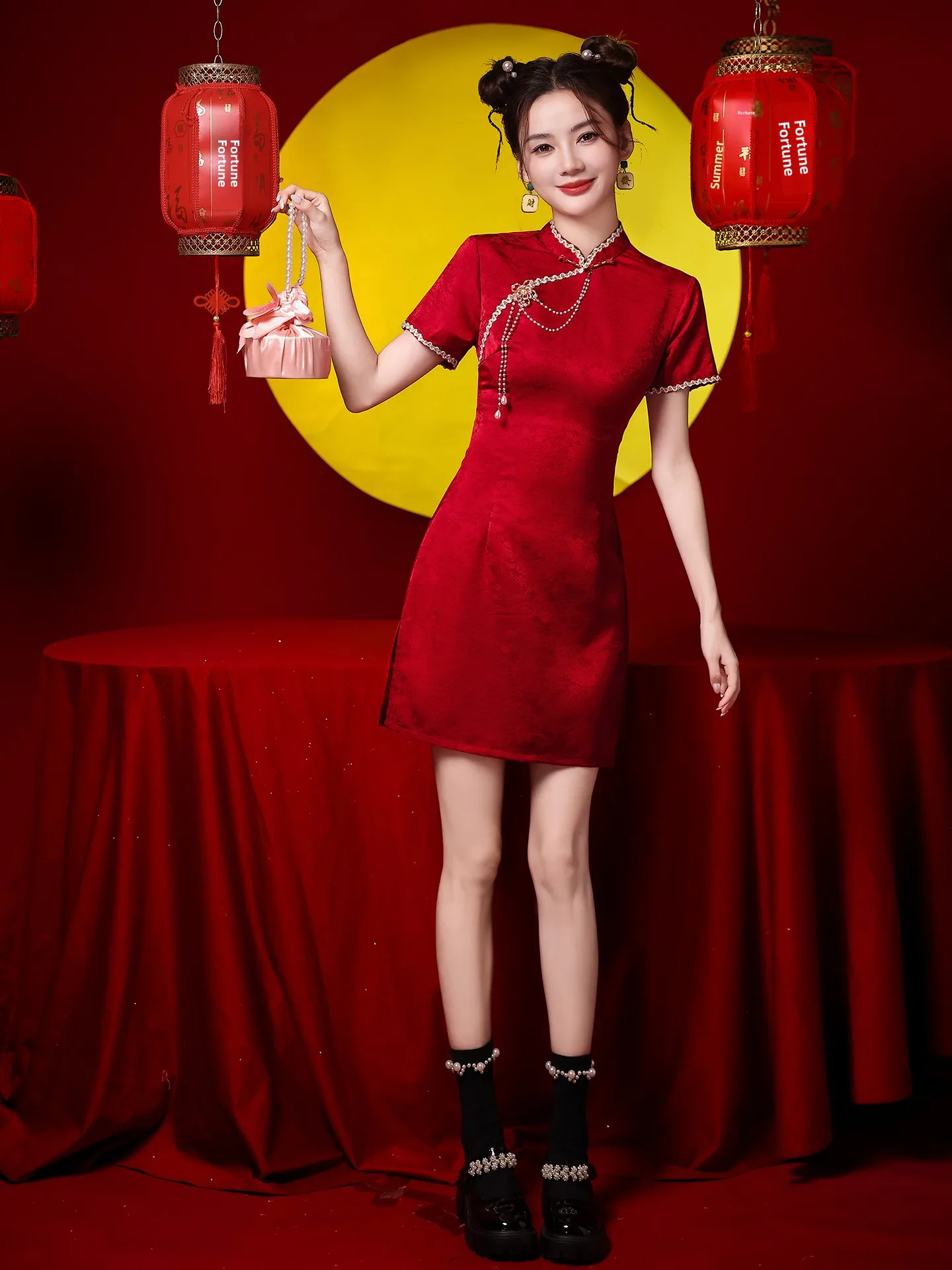 

Red ort Sle Fitting Wedding Dr New Chinese Sle ort Length Rehearsal Dinner Dr for Brides Small Size