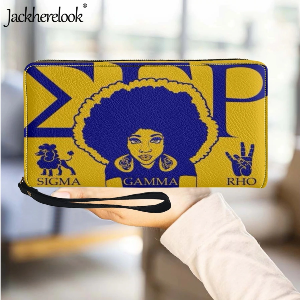 

Jackherelook Sigma Gamma Rho 1922 Long Leather Wallet for Women Luxury Brand Wrist Wallet Credit Card Holder Purse Lady Clutch