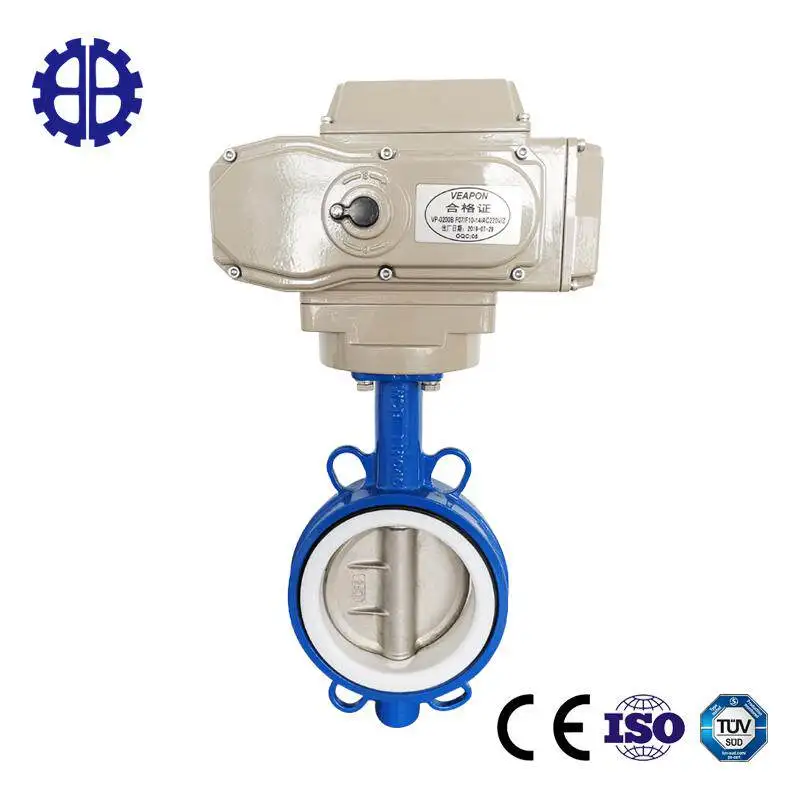 New Electric Wafer Butterfly Valve D971F-16 Ductile Carbon Steel Stainless Steel PTFE Sealed Butterfly Valve High Temperature