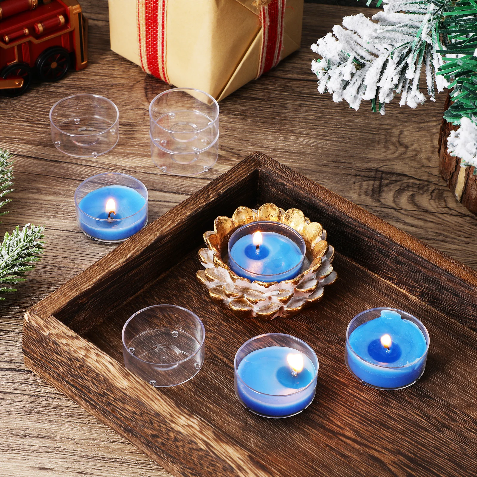 100 قطعة حامل بلاستيكي كوب شفاف لشموع Tealight ديكور المنزل لوازم الحفلات علبة المعبد قالب فارغ #3