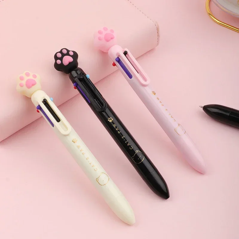 Creative Cat Paw 6 Clors Ballpoint Pens Kawaii Scrapbooking Planner Gel Pens Korean Stationery Kids Gift School Office Supplies