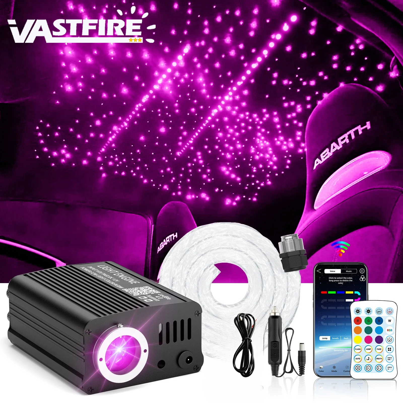 

Twinkle & Meteor Starlight Headliner Kit for Car 0.03in*9.8ft 750pcs, 16W RGBW Fiber Optic Star Light, 200 White Shooting Stars