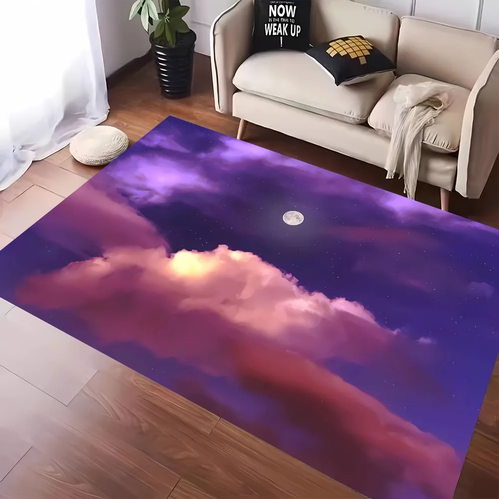 

1pc Purple Carpet Dreamy Sky Cloud Print for Home Living Room Bedroom Decoration Non-slip Rug Floor Mat Comfortable Carpet Gift
