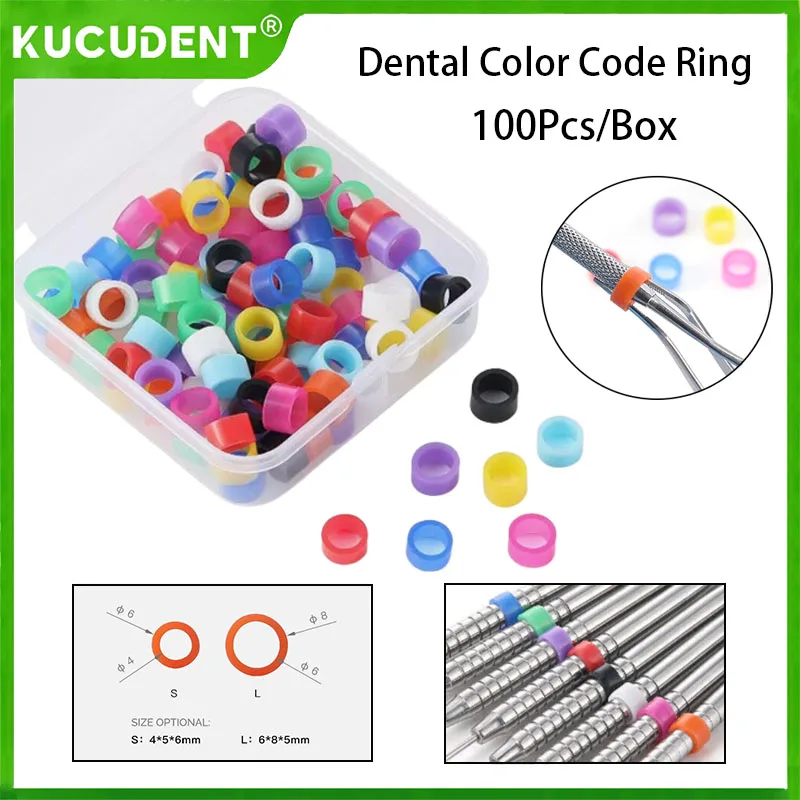 

100Pcs/Box Dental Color Code Ring Silicone Identification Circle Ring For Orthodontic Instrument Autoclavable Dentistry Material