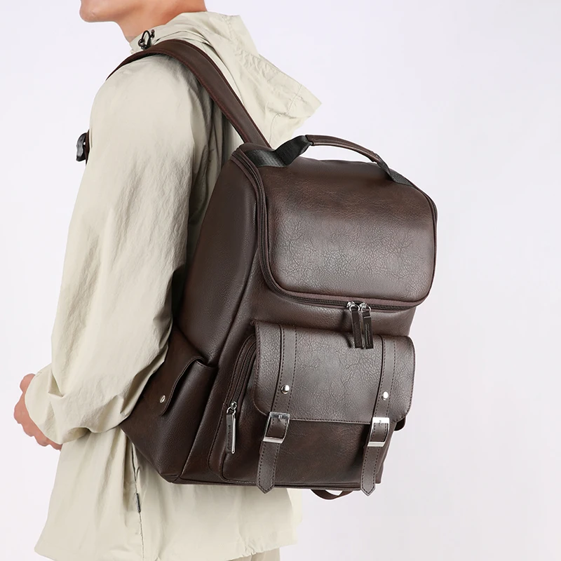 حقيبة ظهر جديدة للرجال مزودة بمنفذ USB من الجلد الأنيق المقاوم للماء حقيبة سفر مقاس 15.6 بوصة حقيبة كمبيوتر محمول حقيبة مدرسية mochila 백pac Nke 가МТК