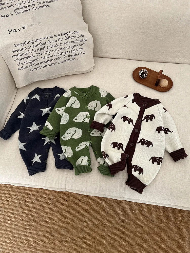 

Корейская детская одежда: вязаный свитер для мальчиков и девочек, весна-осень, с мультяшным принтом, теплосберегающий, с длинными рукавами, круглый вырез