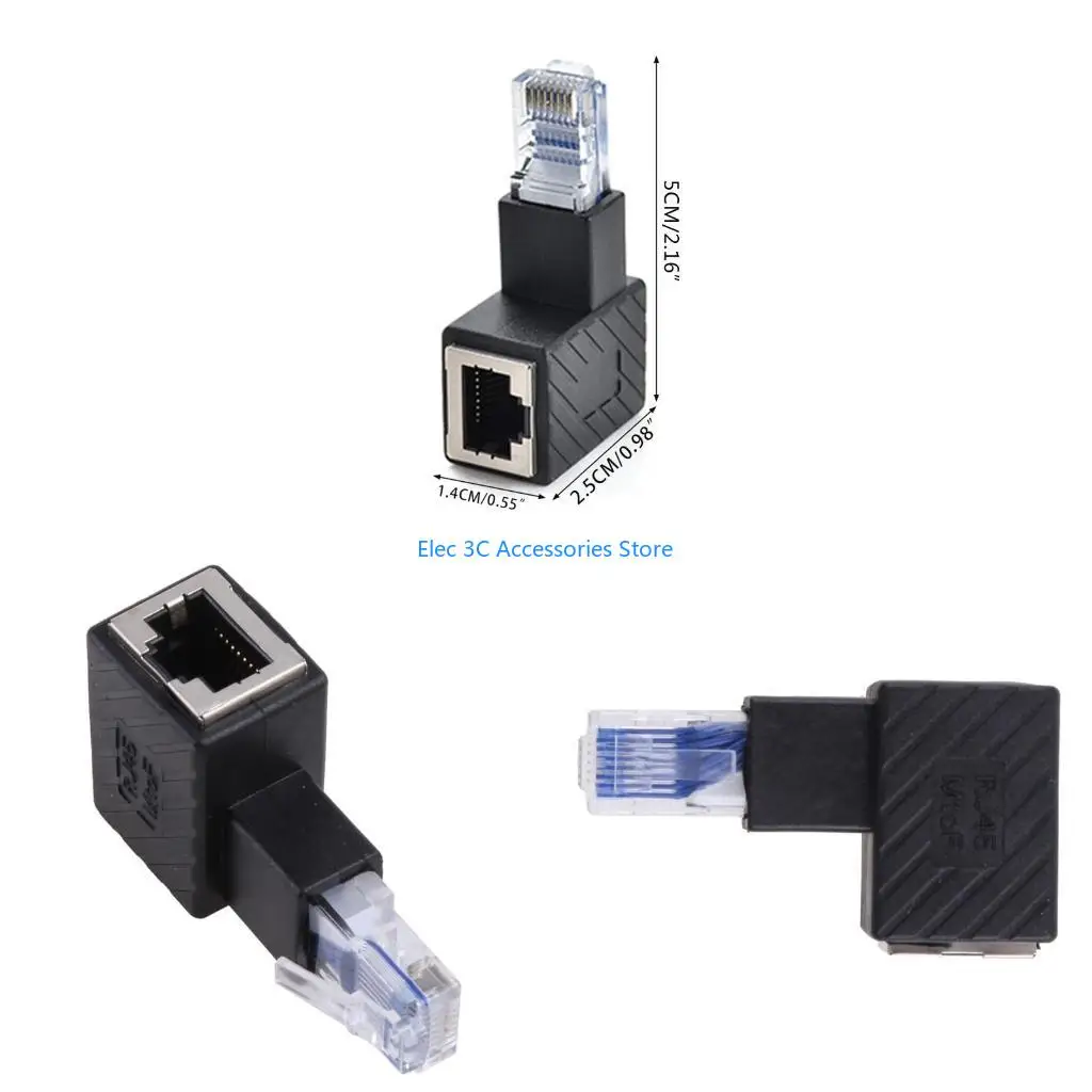 Y51A 90 ° RJ45 Coupler LAN Ethernet Female to Female Extension Adapter for He