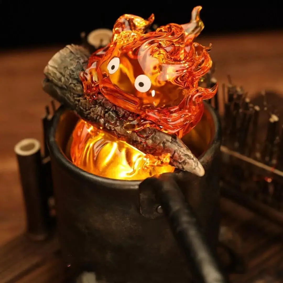 

3D Flame Calcifer Night Light Resin Statue Halloween Home Decor Anime Fan Gift Moving Castle Unique Creative Art Lamp Set