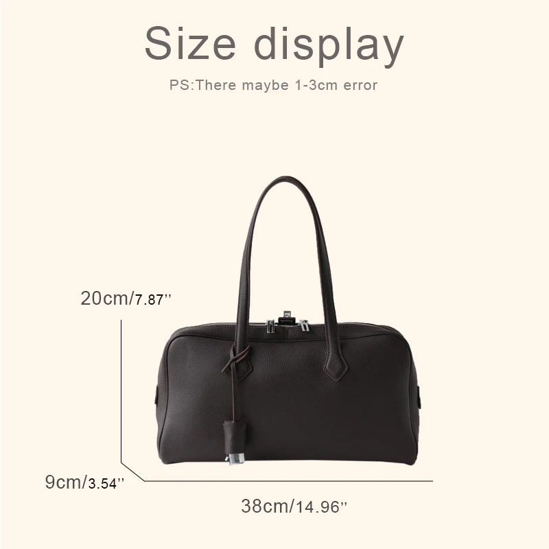 Custom Initials Genuine Leather Boston Bags For Women Luxury Designer Handbags Purses 2026 New In Cowhide Lock Underarm Shoulder