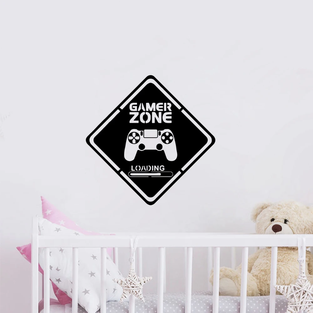 1 pc hot sale square gamer zone loading Wall Sticker Self Adhesive Vinyl Waterproof Wall Art Decal For Living Room Kids Room