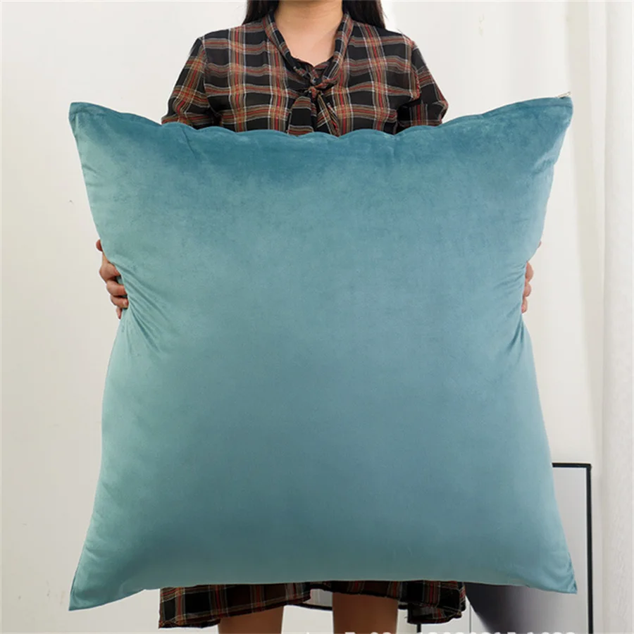 Soft Velvet Large Square Pillow Cover Sofa Cushion Living Room Back Bedside Cushions Case Protector Solid Color 80x80CM