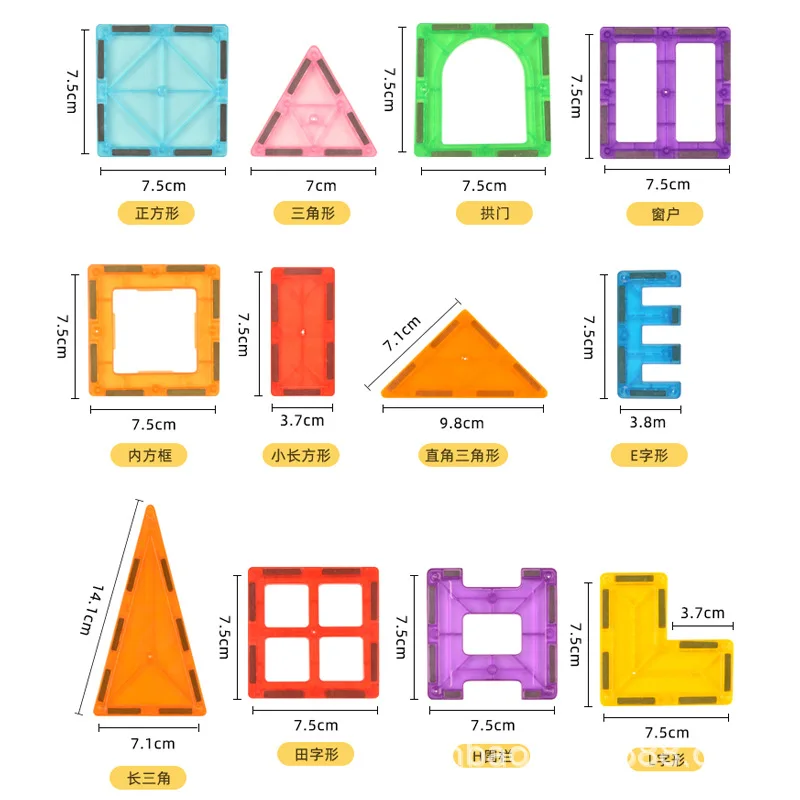 Piastrelle magnetiche Giocattoli magnetici per ragazzi e ragazze Set di blocchi magnetici per i più piccoli Giocattoli educativi per bambini Regali Montessori fai da te