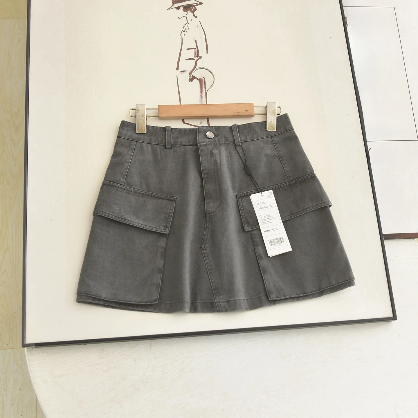 High Waist A-Line  Skirt Women's Denim Half-length Slimming Thin Short Skirt Multi-pocket Utility Style Summer Fashion