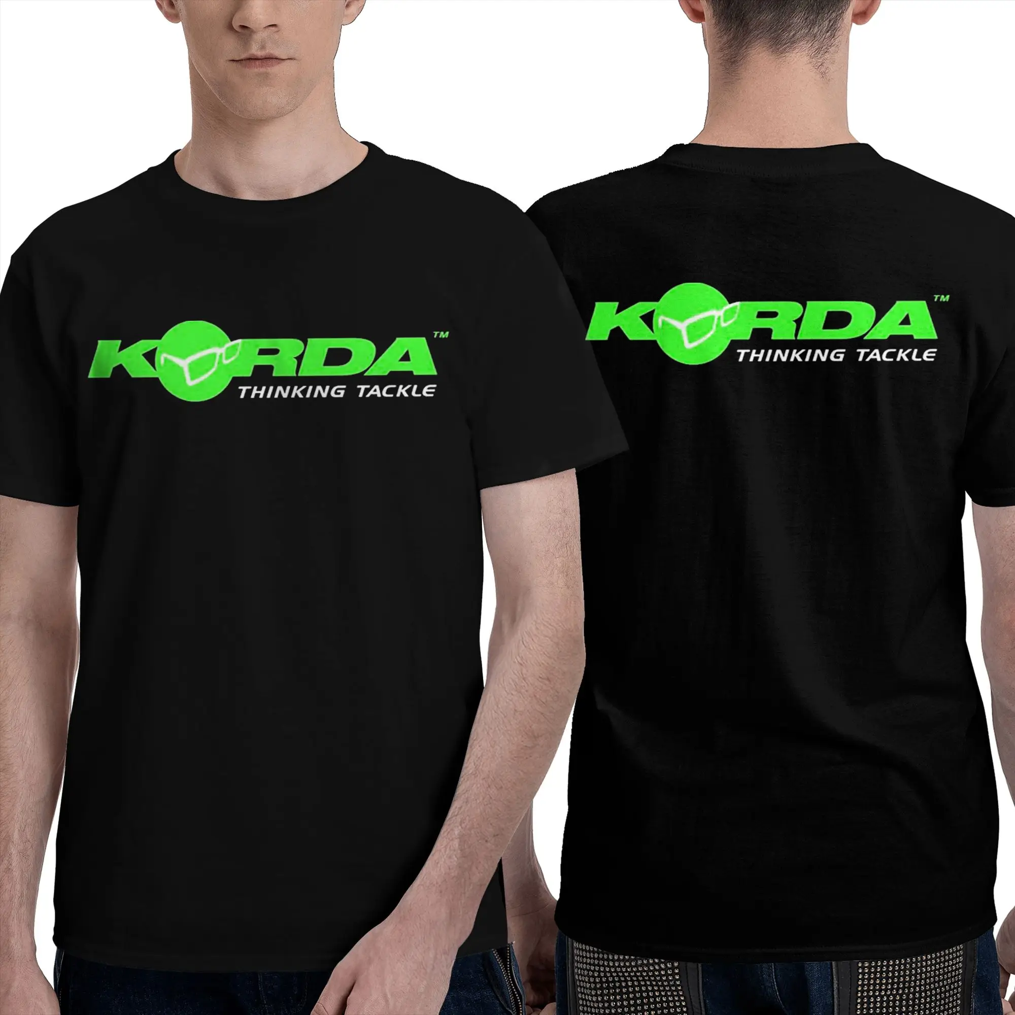 100% Cotton Korda Fishing Logo T-Shirt Men's Double Sided T Shirt Men Round Neck Summer Shirts Tops Oversized